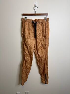 Free People Tan Crinkled Track Joggers back to future pants size medium NWT